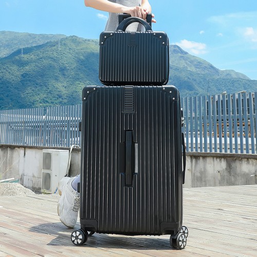 Juego de 2 maletas de alto valor negras (tamaño grande) con candado con código,tamaño:24 pulgadas 14 pulgadas 8439B