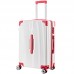 Juego de 2 maletas de dos colores rojo y blanco (tamaño grande) con cerradura de combinación,tamaño:24 pulgadas 14 pulgadas 8439R
