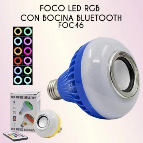 Foco led bluetooth con bocina y control remoto,RGB o blanco FOC46