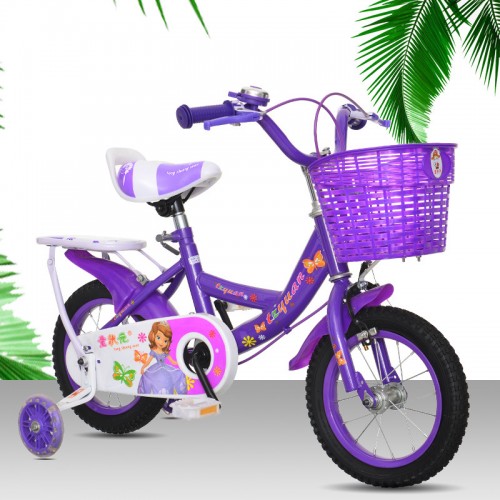 Bicicleta con pedales para niños Sofia de 18 pulgadas (ruedas luminosas LED + con asiento trasero + material de aleación de aluminio + con cuadro) violeta LU6475
