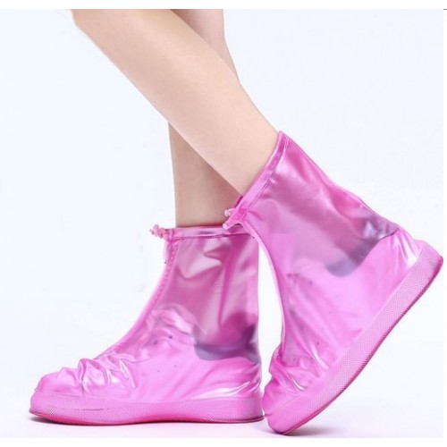 Cubrezapatos de lluvia rosa (estilo cremallera) estilo grueso y resistente al desgaste S,M,L,XL,2XL,3XL LU8598