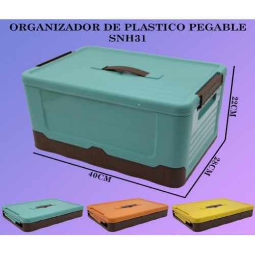 Organizador de plástico plegable con tapa,de 39.5*27*21.5cm SNH31