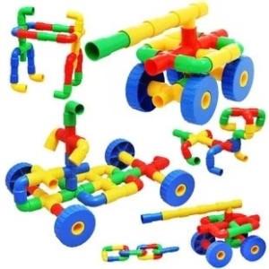 Bloques de construcción de tuberías de agua de juguete de escritorio para jardín de infantes con ruedas 10023