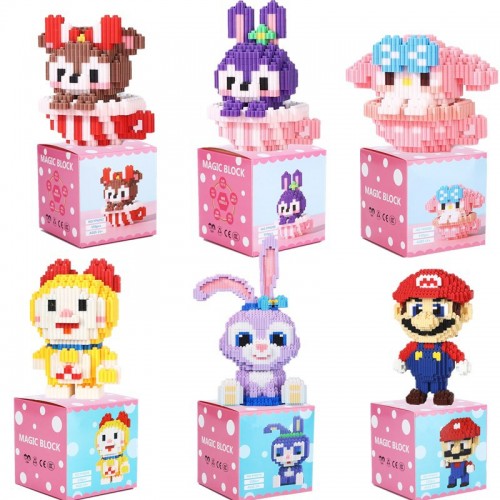 MAGIC BLOCK Figuras armables Disney+Super Mario+Pokémon+One Piece+Hello Kitty (12-18cm) 1004A