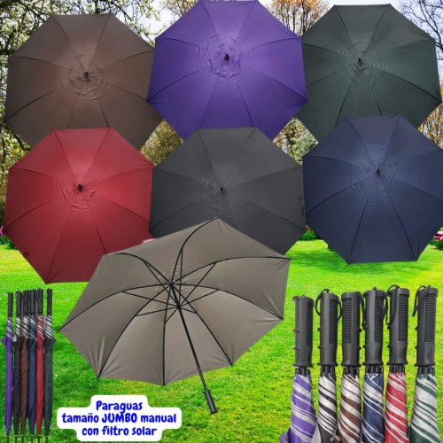 Paraguas sombrilla JUMBO de ocho varillas dobles con filtro y rompevientos