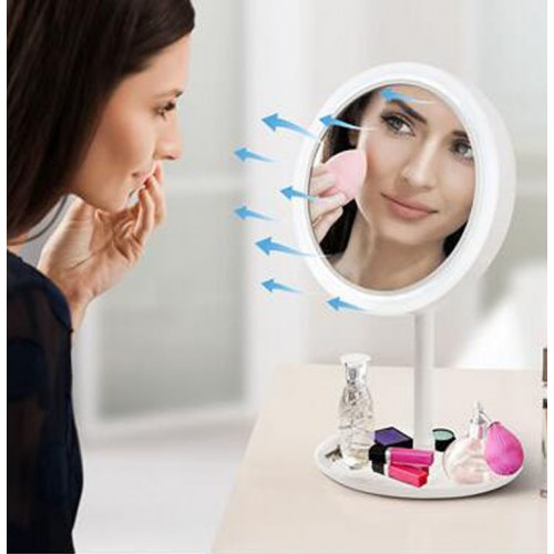 Espejo para maquillaje con ventilador (3 en 1) LED (luz LED+espejo de maquillaje+ventilador) 80828
