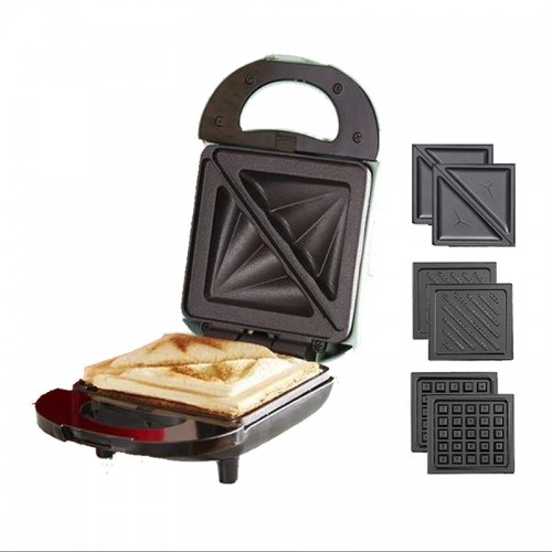 Máquina de desayuno multifuncional de 3 piezas (Máquina de pastel de Wastef+Máquina de sándwich+Raunner de toro frito) 1 máquina 3 Usos 80911
