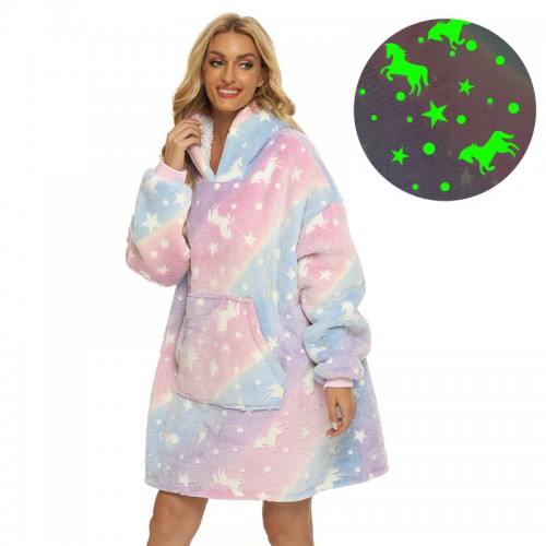 Pijama de franela con estilo de unicornio y luna con estrellas (luminoso) 81072