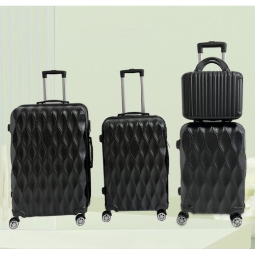 Juego de 4 piezas de maletas Negras con cerradura de  combinación tamaño: 28 + 24 + 20 + 14  pulgadas 8426H