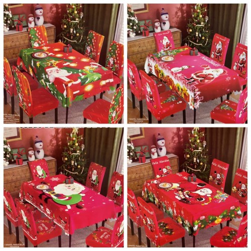 Mantel (150*250cm) y 6 forros de sillas navideños (40*40*45 cm) 90035