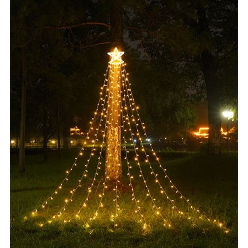 Serie en forma árbol de navidad 4m. luz cálida solar 9827-7 