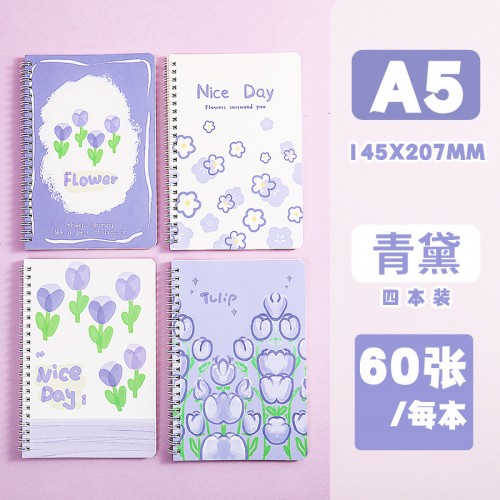 Cuaderno A5 con diseños florales violeta A5XQ01