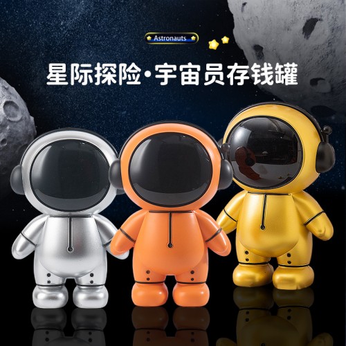Alcancía de astronauta con luz para noche 25*17*13.5cm (dorado,naranja y plateado) ATM74