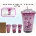 Vaso de acrilico e hidrogel con diseño de flores rosas,capacidad 450ml,CON LUZ RGB BZ745