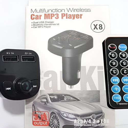 Transmisor bluetooth con cargador USB para carro con mando a distancia X8 CC30