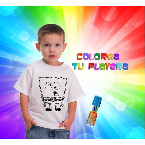 Playera infantil para colorear con botecito de plumines