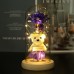 Flor eterna con oso ramo y luces LED (base de madera) D-20708