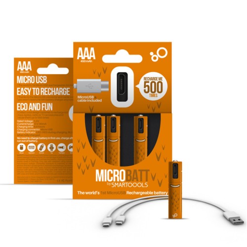 Bateria AAA Recargable Micro Usb Carga Rapida 1.5V 450mAh 4 piezas DC53