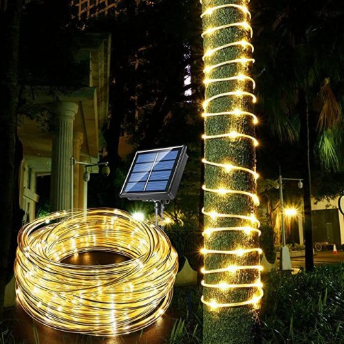 Luz de manguera guirnalda SOLAR impermeable al aire libre, luces LED decoradas para fiestas y navidad LUZ CÁLIDA 10M DP-10150
