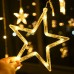 Cortina luces navideñas decoración de la habitación del patio luces de cadena LED solar estrella de cinco puntas luces DP-1033