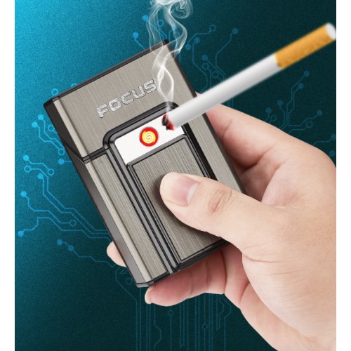 Caja de cigarrillos de aleación de aluminio recargable encendedor de cigarrillos, para 20 caja de cigarrillos HJ57