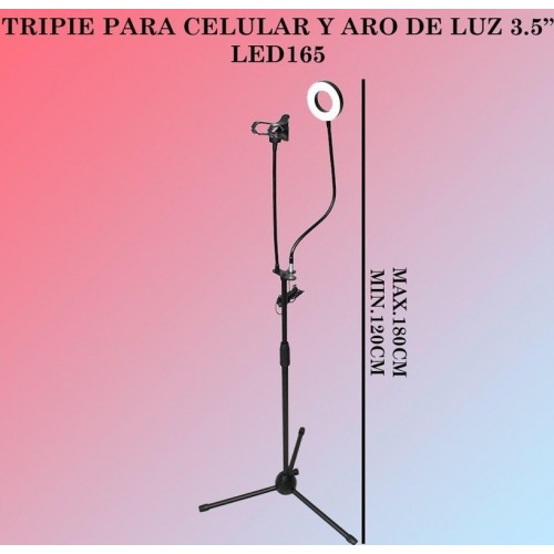 Tripie para aro de luz y celular LED165