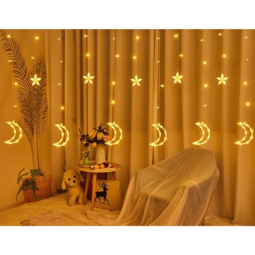 Serie cortina de luces estrella + luna 10pz LED679