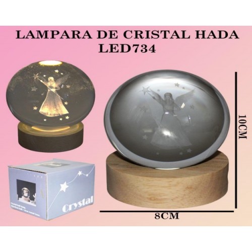 Lámpara de noche de mesa,Led 3D bola cristal de ANGEL,Diámetro de bola:8CM,USB LED734