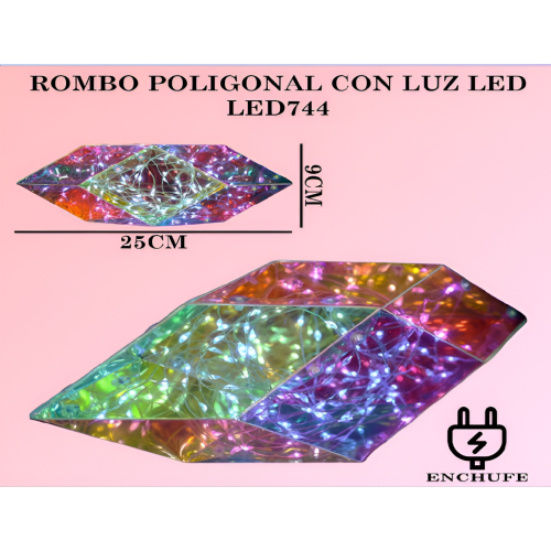 Lampara 3D DIAMANTE, LUZ RGB CON 100 LEDS DE,7.1*7.6*25CM,de usb LED744