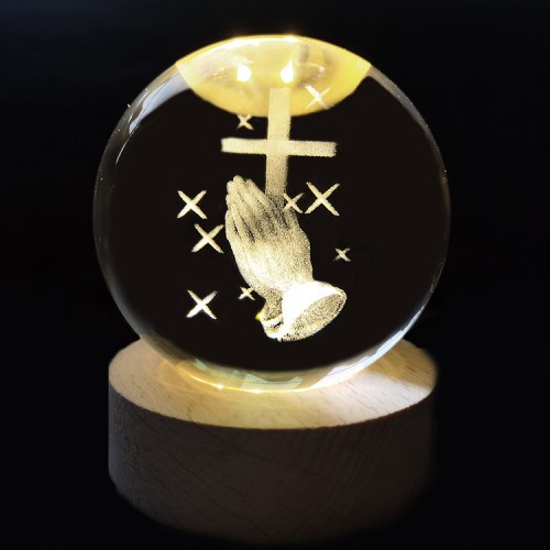 Esfera de cristal religiosa con luz conexión diámetro 8cm USB LED786-1