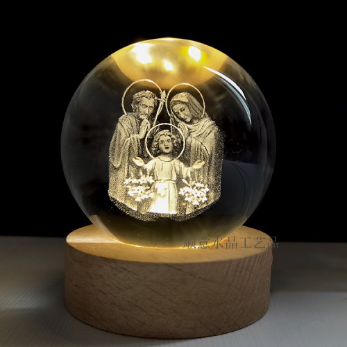 Esfera religiosa de cristal con luz conexión USB Diámetro de 6cm LED789-1