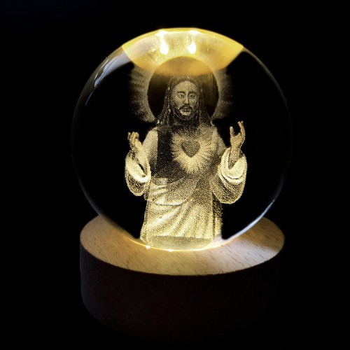 Esfera religiosa de cristal con luz conexión USB diámetro de 8cm LED790