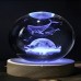 Lámpara de cristal 3D luces de colores de ballena de 6cm de diametro LED827