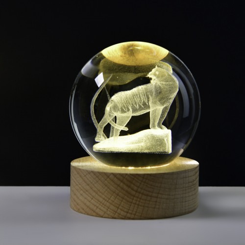 Lámpara de cristal 3D de tigre de 6cm de diametro LED828