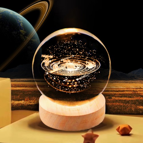 Lampara 3D bola cristal de sistema solar diametro de bola de 6cm LED835