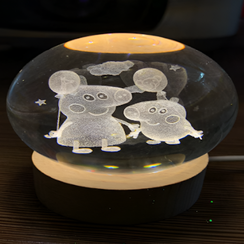 Lampara 3D bola cristal de peppa pig diametro de bola de 6cm LED852
