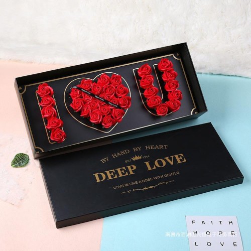 Caja de Regalo de Flores de imitación Rojo/Rosa en Forma I Love U 62*28*13cm LP130
