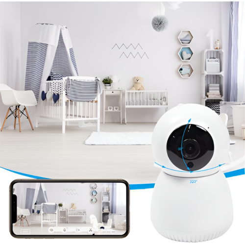 Cámara inalámbrica inteligente para el hogar (rotación de 360 ​​​​grados + inspección móvil + pulsación de alarma + monitoreo en tiempo real de la aplicación + comunicación de voz inteligente) LU5028