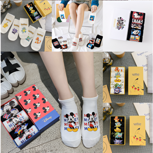Juego de calcetines de algodón (paquete de 5 piezas) Serie Disney+Pokémon LU5091