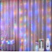 Cortina de luz LED de alambre de cobre (luz blanca+luz cálida+luz de color) 8 funciones+con control remoto+con gancho+modelo USB,300 luces,3*3M LU6334