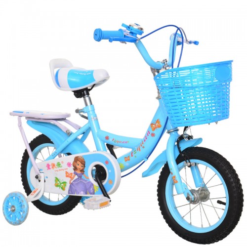 Bicicleta con pedales para niños Sofia de 18 pulgadas (ruedas luminosas LED + con asiento trasero + material de aleación de aluminio + con cuadro) Azul LU6476