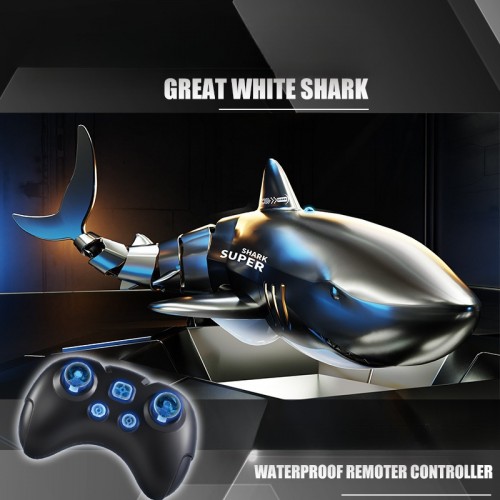 Tiburón de control remoto eléctrico grande de 2.4G (mango de control remoto + movimiento de agua + rotación y deriva de 360° LU6836