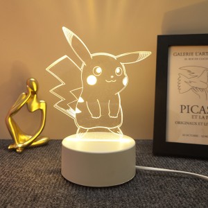 Lámpara nocturna de Pokemon 3D (modelo luminoso de 3 colores) Modelo recargable USB LU6891