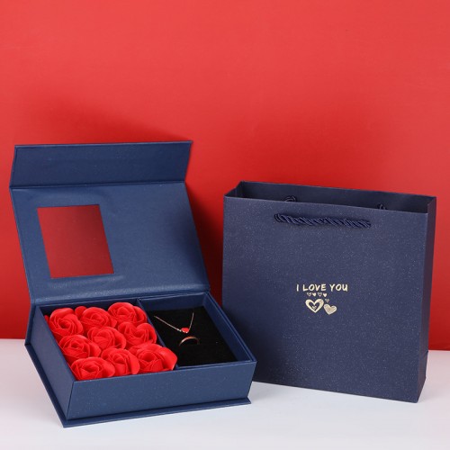 Caja de regalo con collar de rosa de la vida eterna LU6931