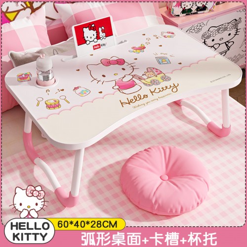 Serie Hello Kitty+Doraemon+Winnie the Pooh·Escritorio plegable para computadora (portavasos+soporte para tableta) configuración grande y alta, 60*40*28cm LU8874