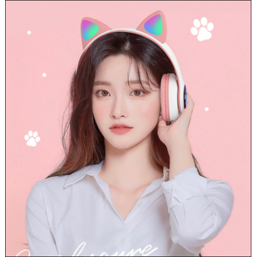Audífonos de  diadema con orejas de gato con luz LY286