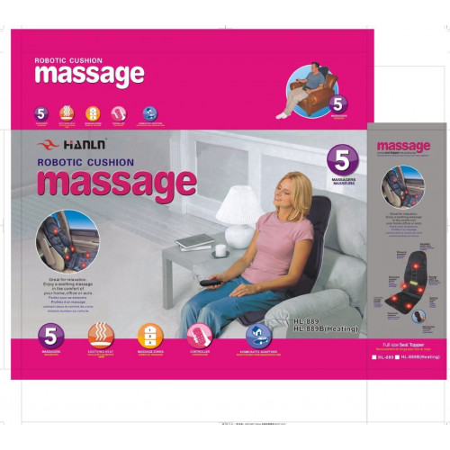 Cojín de masaje multifuncional de doble uso para el hogar y el automóvil 100B (con ajuste de control remoto inteligente + calefacción) conjunto con caja 80785