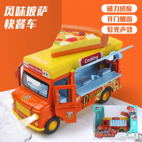 Coche comedor Food truck con música y luz de inducción magnética de aleación para niños, coche de hamburguesas con helado, juguete Amazon Mod. MY66-Q1293
