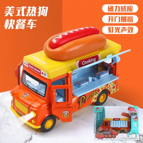 Coche comedor Food truck con música y luz de inducción magnética de aleación para niños, coche de hamburguesas con helado, juguete Amazon Mod. MY66-Q1294