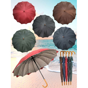 Paraguas reforzado con 16 varillas y doble tela CON FILTRO SOLAR liso